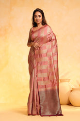 KAVVYA soft & lightweight pink color benarasi handloom saree - KAVVYA